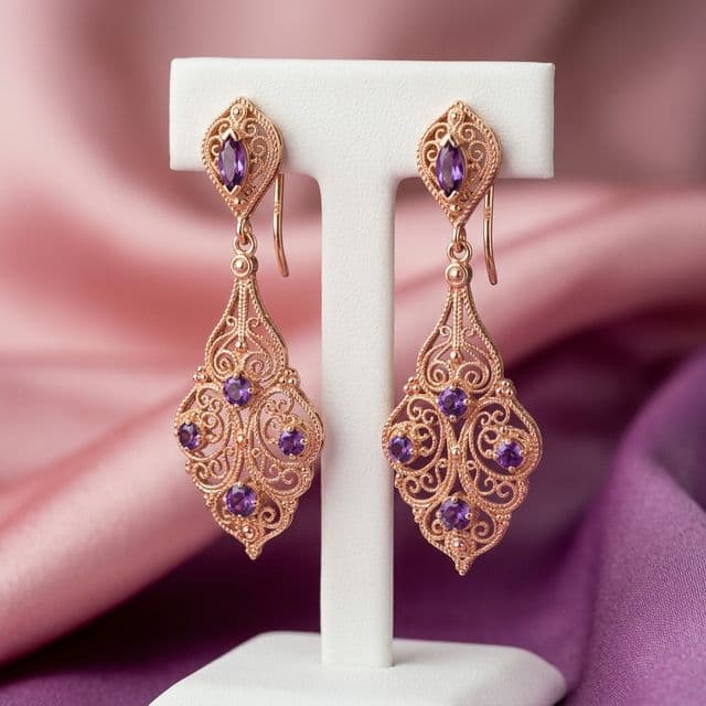 Amethyst Filigree Earrings
