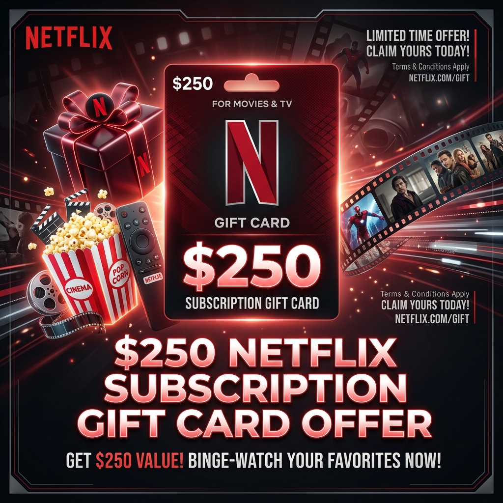 $250 Netflix Subscription & Streaming Gift Pass